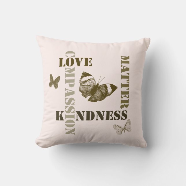 Coussin Inspirational Love Pink Brown Butterfly (Recto)