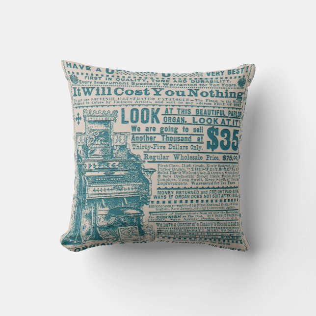 Coussin Instrument cornouaillais d'organe de typographie (Recto)