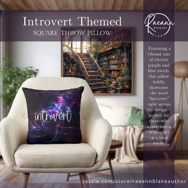Coussin Introvert Themed Abstract Design Square Throw Pill (Créateur téléchargé)