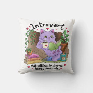 Coussin Introverti mais prêt à discuter de livres et de ch