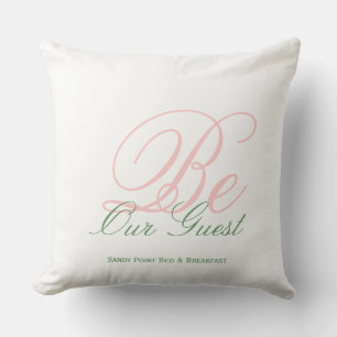 Coussin invité rose et vert