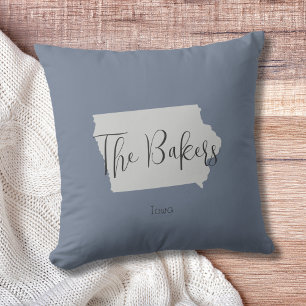 Coussin Iowa State Outline Nom de famille Jeu d'oreiller