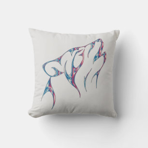 Coussin Iridescente Howling Wolf Spirit Animal