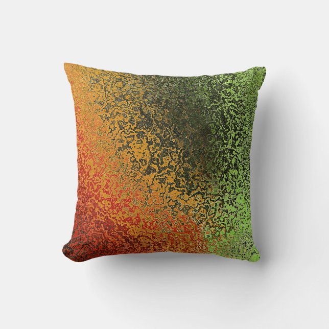 Coussin Iridescente vert et orange lancer PIllow (Recto)