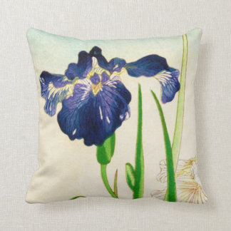 Coussin Iris bleu - copie japonaise d'aquarelle