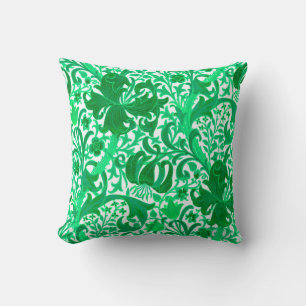 Coussin Iris et lys William Morris, vert jade