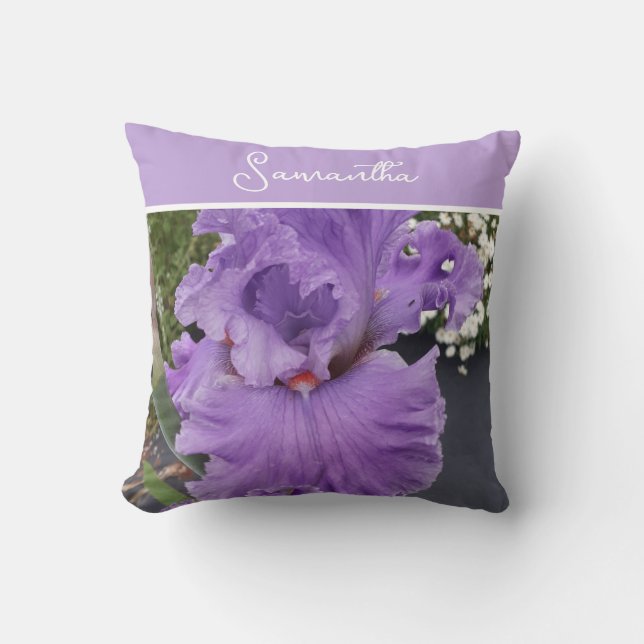 Coussin Iris Fleurs Fleurs Violet Lavande Lilac Apron (Recto)