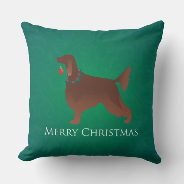 Coussin Irish Setter Chien Joyeux Noël Design (Recto)