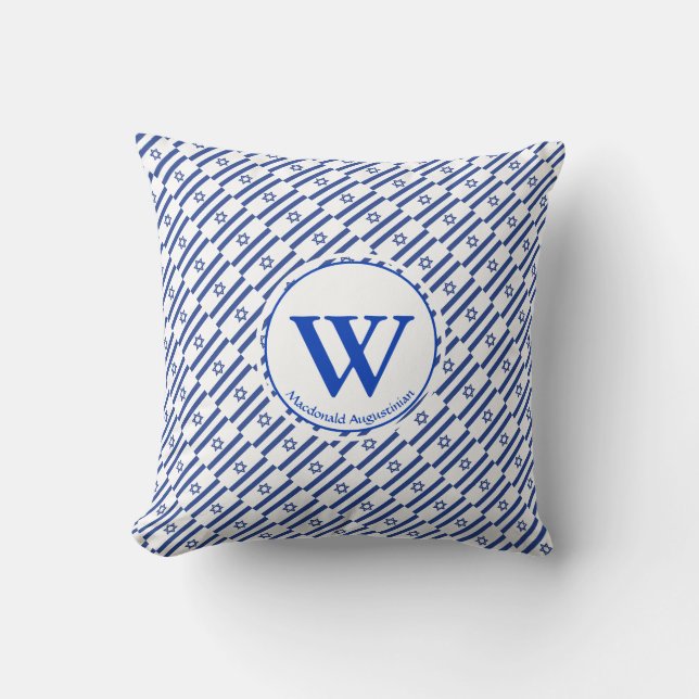 Coussin ISRAEL FLAG Israeli Custom Monogramme Ajouter votr (Recto)