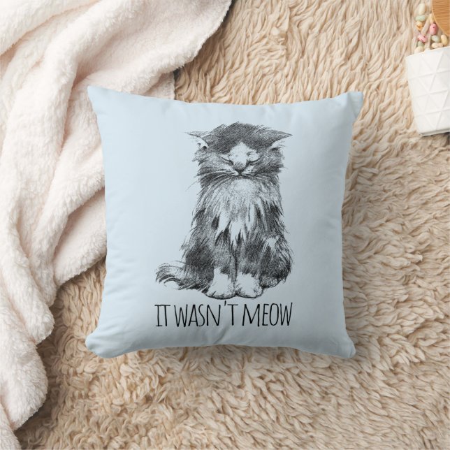 Coussin It Wasn't Meow Cute Fluffy Kitten Light Blue (Couverture)