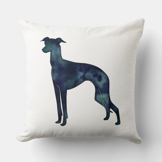 Coussin Italian Greyhound Dog Black Watercolor Silhouette (Recto)