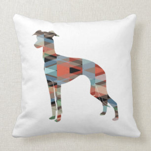 Coussin Italian Greyhound Geo Pattern Silhouette - Plaid