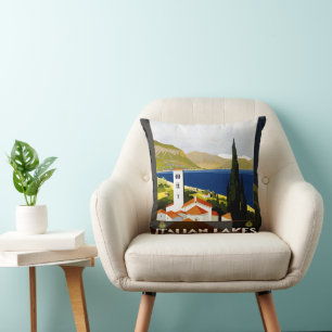 Coussin Italie Lacs Vintage voyage Italie