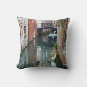 Coussin Italie, Venise, reflets et petit pont de