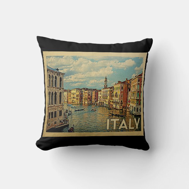 Coussin Italie Vintage voyage de Venise (Recto)