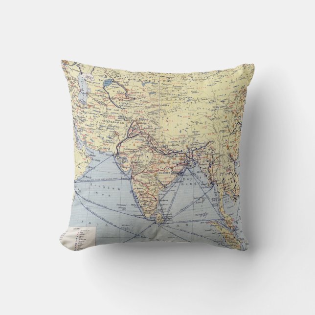 Coussin Itinéraires commerciaux commerciaux | l'Asie du (Recto)