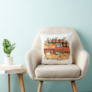 Coussin Its Fall Yall Quote   Vintage Truck with Pumkins