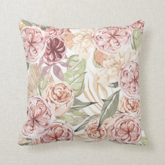 Coussin Ivory and Blush Vintage Watercolor Floral Accent