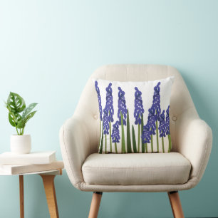 Coussin Jacinthe des vignes fleur florale bleu violet