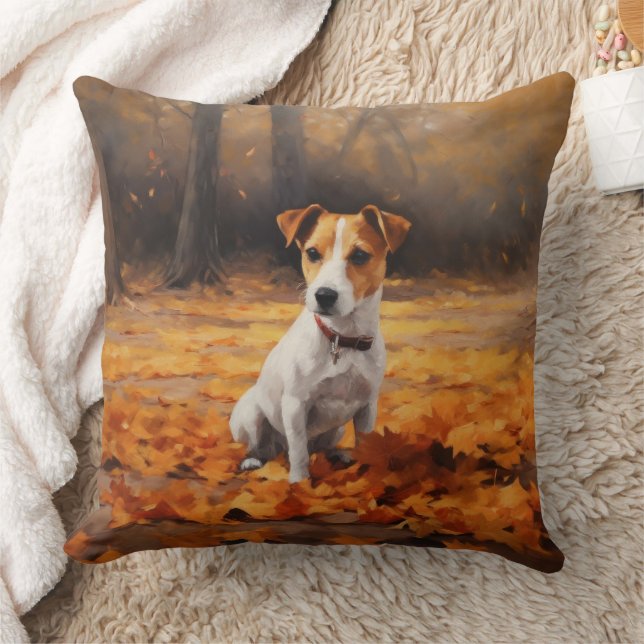 Coussin Jack Russell à l'automne Feuilles automne Inspire (Couverture)