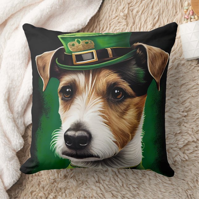 Coussin Jack Russell Chien en robe de fête St. Patrick (Couverture)