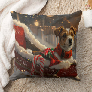 Coussin Jack Russell Chien Festive de Noël