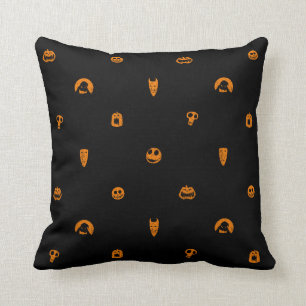 Coussin Jack Skellington Black & Orange Polka Dot Pattern
