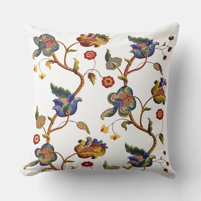Coussin Jacobean traditionnel de broderie (Recto)