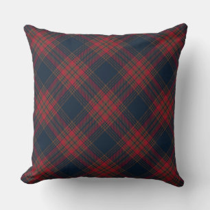Coussin Jacquard bleu de la Marine rouge Tartan Plaid Moti