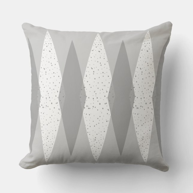 Coussin Jacquard gris moderne du milieu du siècle (Recto)