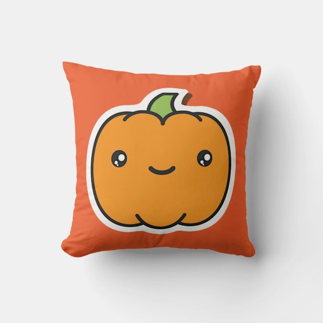Coussin Jacquard Jack-o-lanterne d'Halloween mignon (Recto)