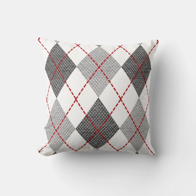 Coussin Jacquard Motif Diamant Design Géométrique Blanc (Recto)