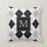 Jacquard noir et blanc gris décoré d'un monogramme
