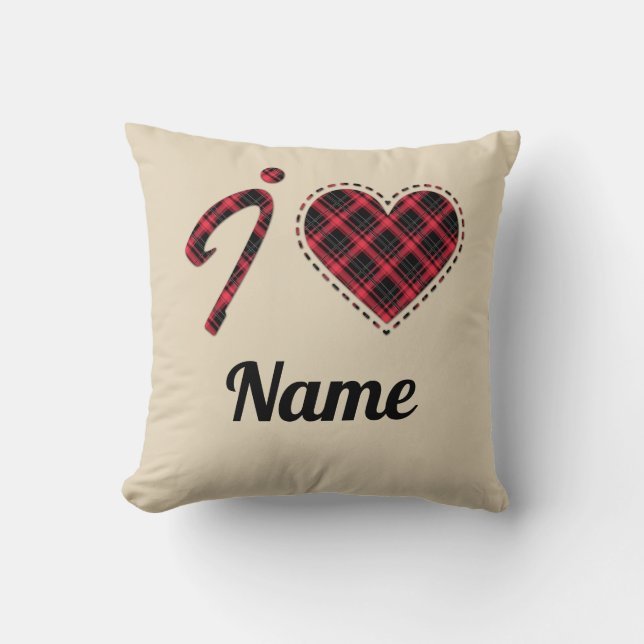 Coussin J'adore... Coeur, plaid (Recto)