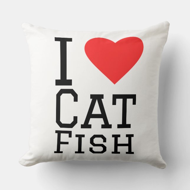 Coussin J'adore le poisson-chat (Recto)