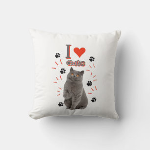 Coussin J'adore les chats – Conception de chat mignon et d