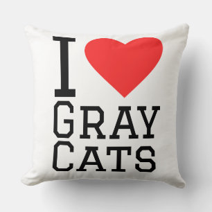 Coussin J'adore les chats gris