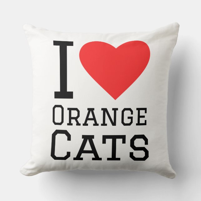 Coussin J'adore les chats orange (Recto)
