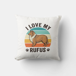 Coussin J'adore mon design de chien vintage Rufus_1