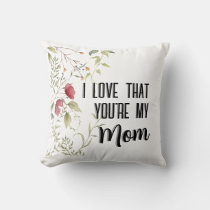 Coussin J'adore que tu sois ma maman, cadeau floral