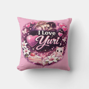 Coussin J'adore Yuri   Esthétique Anime Filles' Amour Kawa