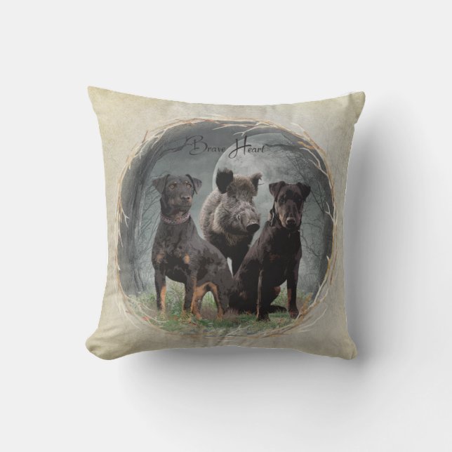 Coussin Jagdterrier, brave affiche de tapisserie cardiaque (Recto)