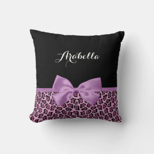 Coussin Jaguar Purple Girl Print Cute Bow with Name