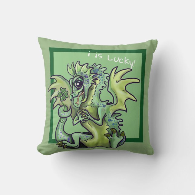 Coussin "j'ai de la chance !" Lucky Shamrock Dragon (Recto)