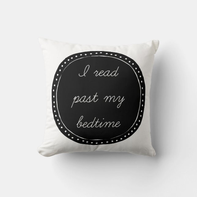 Coussin J'ai lu après mon carreau heure du coucher (Recto)