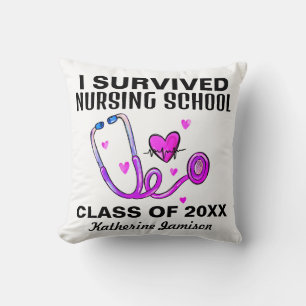 Coussin J'ai survécu à l'école de soins infirmiers