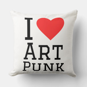 Coussin J'aime art punk carré sticker