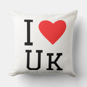 Coussin J'aime autocollant carré Royaume-Uni