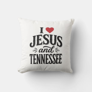 Coussin J'aime Jésus et Tennessee Vintage Design Chrétien