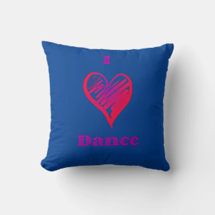Coussin "J'aime la danse" lance un oreiller.